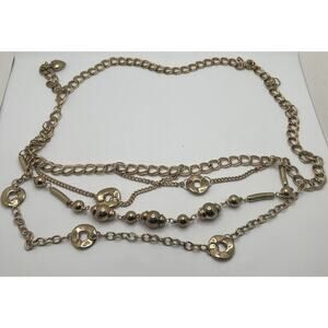 Lightweight Draped Gold Tone Metal Chain Link Clip 44”Belt
